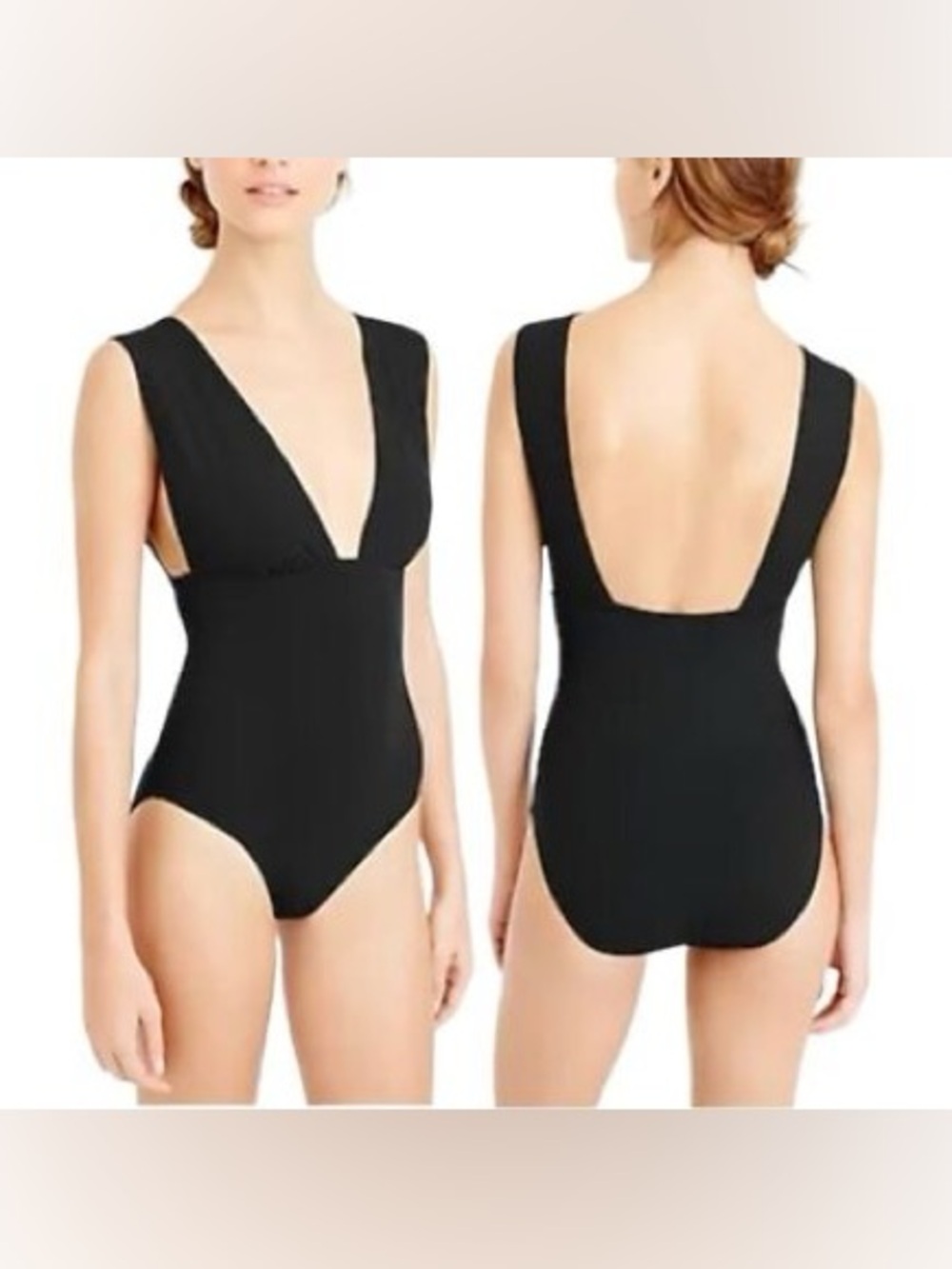 J. Crew Black Plunge Neck One Piece Swimsuit size 6